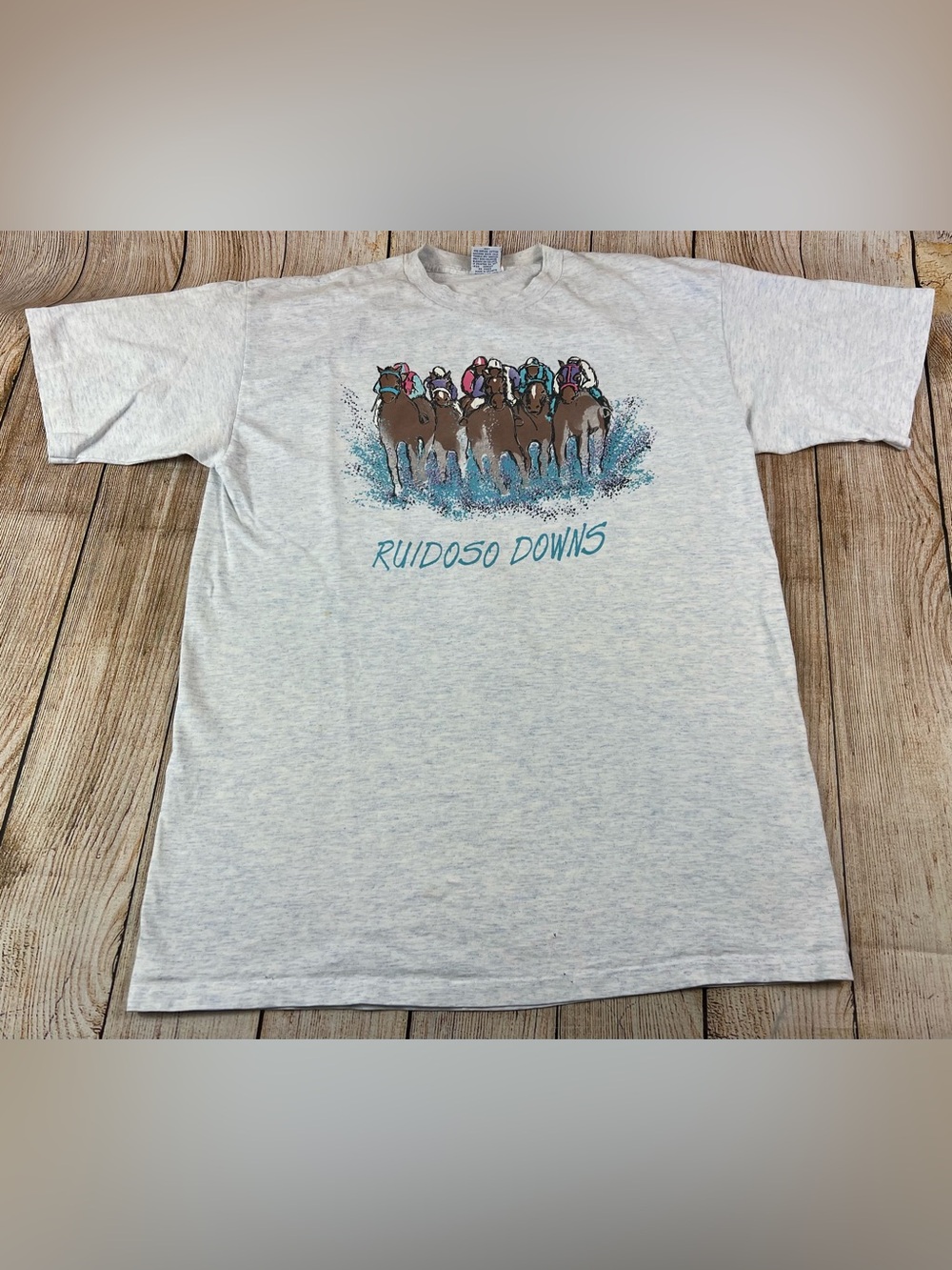 Vintage Cal Cru Ruidoso Downs Horse Racing T Shirt Size XL Single Stitch